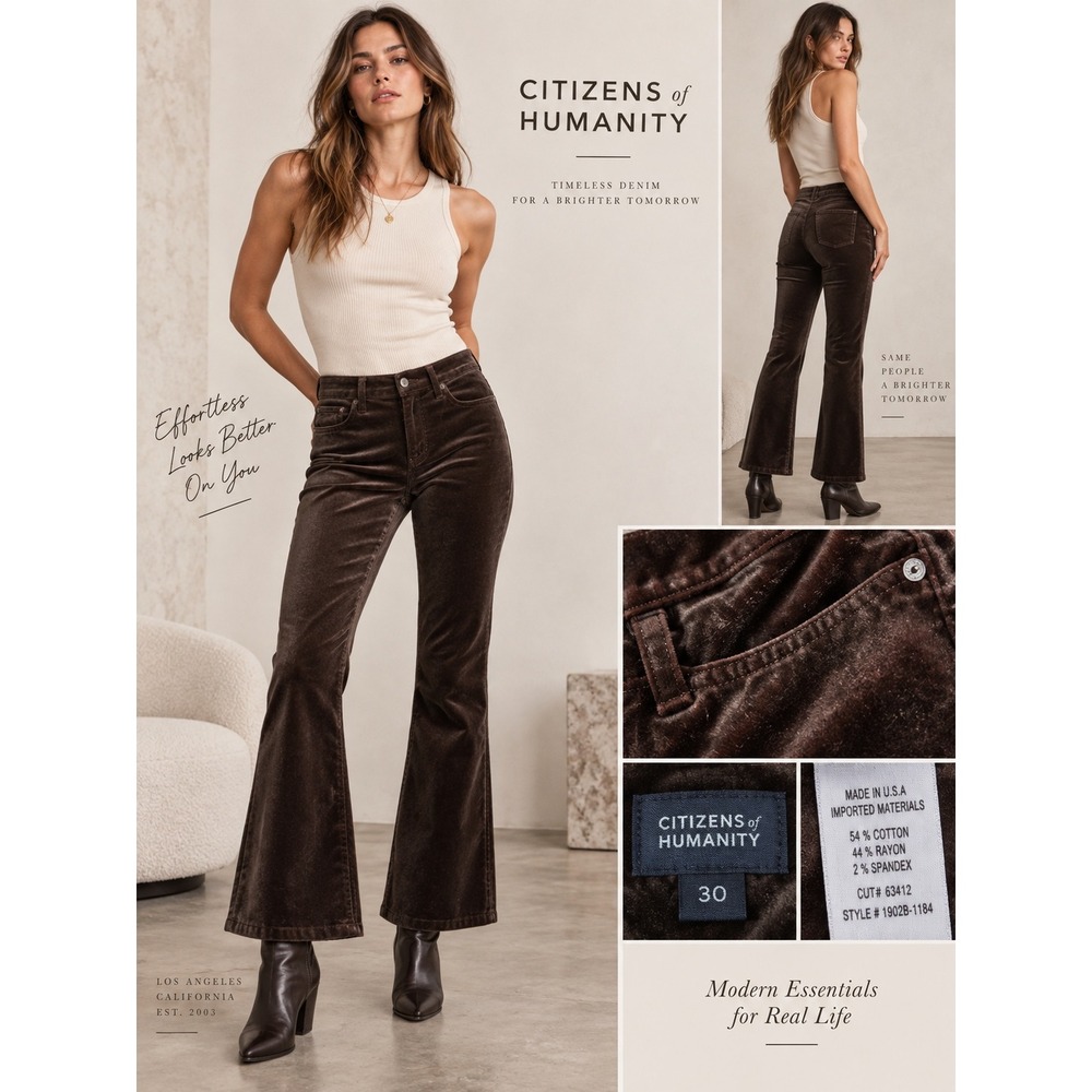 Citizens of Humanity Black Velvet Flare Jeans Style 1902B-1184 Size 30